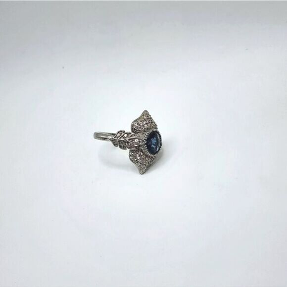 Art deco Silver Sapphire Ring - Picture 5 of 10